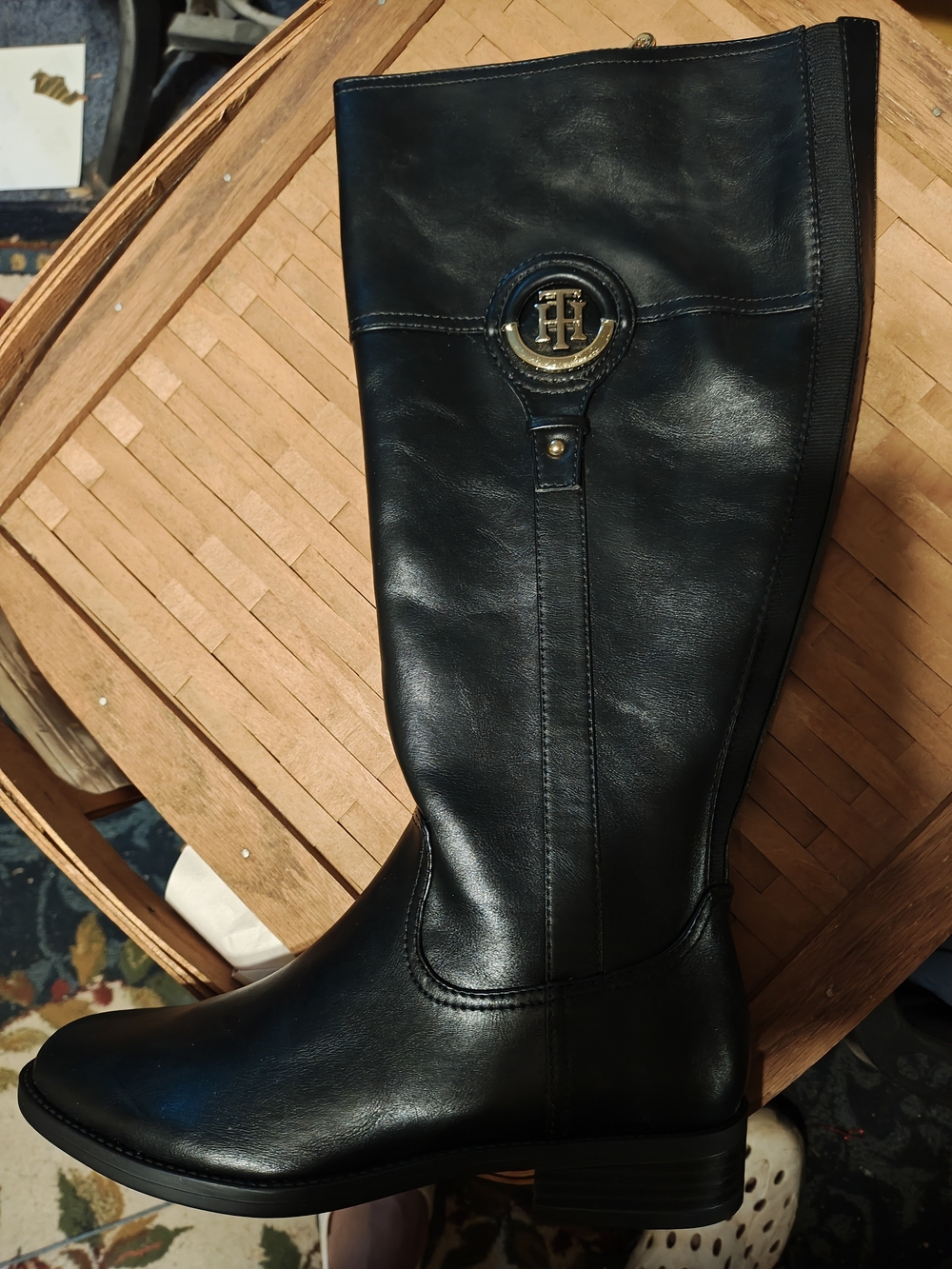 Tommy Hilfiger Black Leather Riding Boots